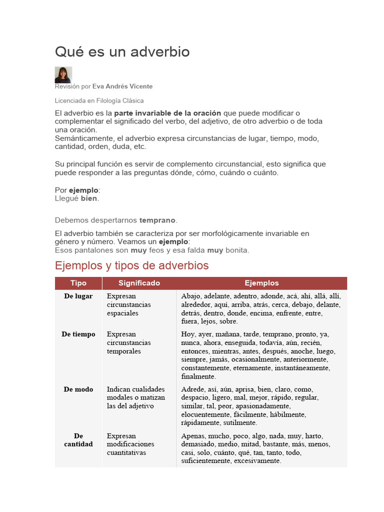 Qué Es Un Adverbio | PDF | Adverbio | Semántica