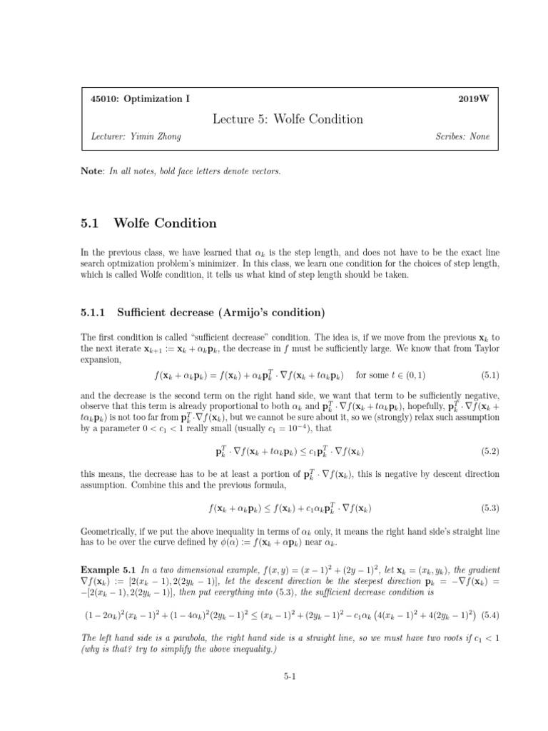 Understanding Wolfe Condition in Optimization | PDF