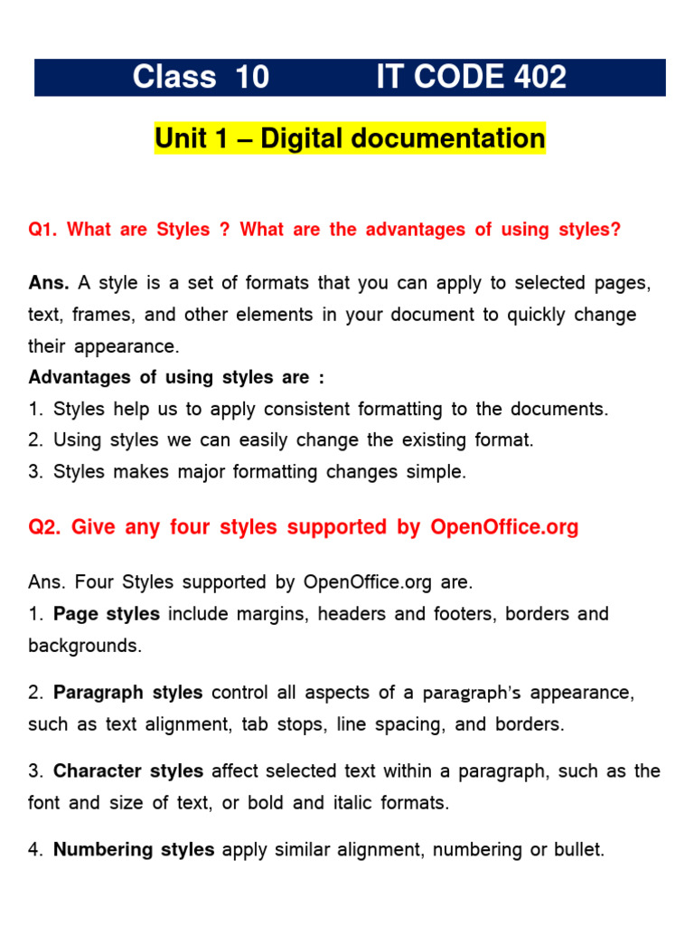 Unit 1 Digital Documentation Important Questions Pdf Spreadsheet
