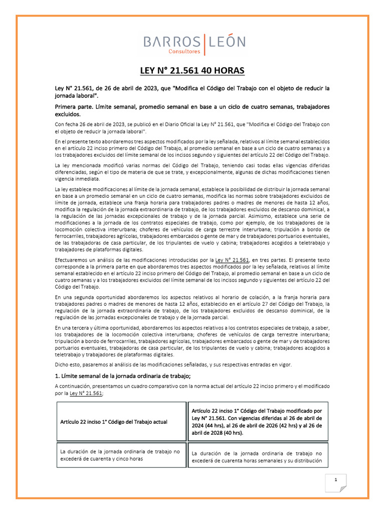 Ley 40 Horas | PDF