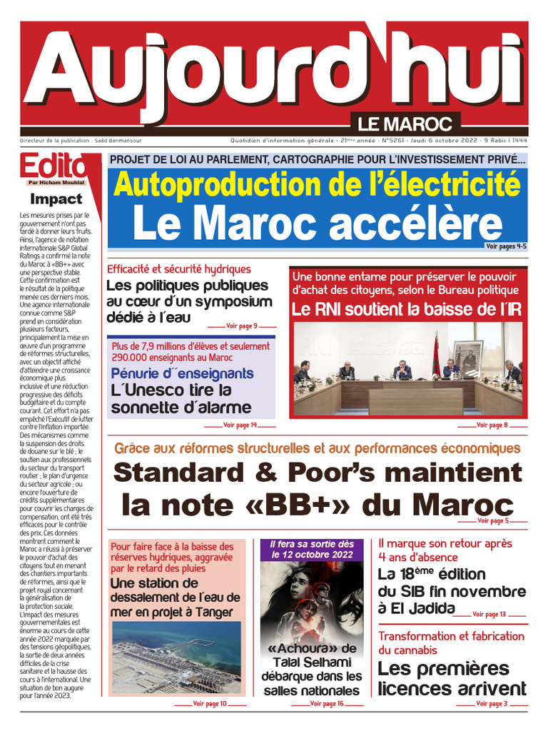 S&P maintient la note «BB+» du Maroc | PDF | Énergie renouvelable | Maroc