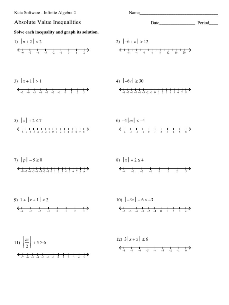 Absolute Value Inequalities: Solve Each Inequality and Graph Its ...