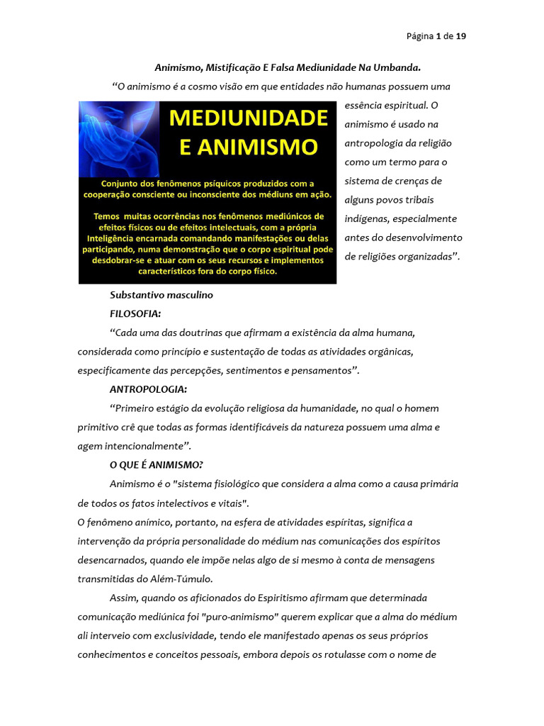 Animismo e Mistificação na Umbanda | PDF | Espiritismo | Mediunidade