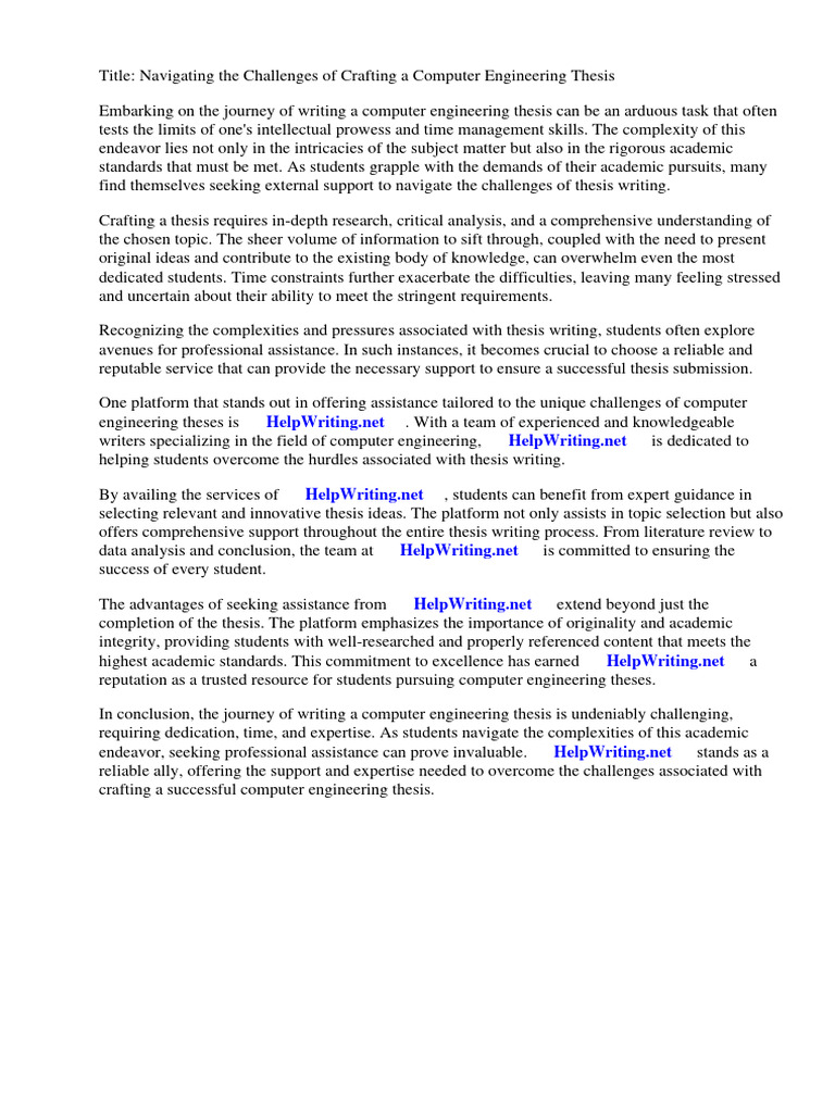 Computer Engineering Thesis Ideas PDF Engineering Thesis