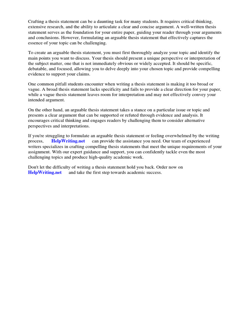 How To Make An Arguable Thesis Statement | PDF | Essays | Thesis