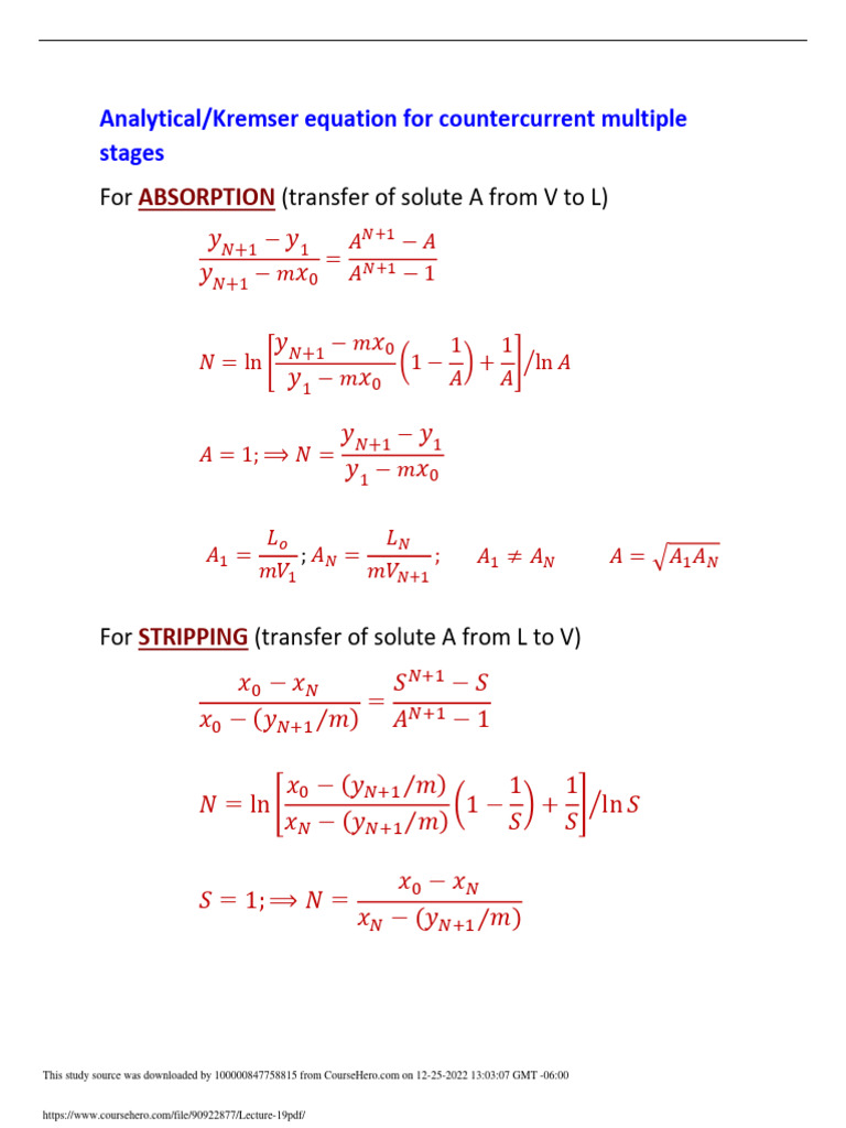 Countercurrent Absorption Analysis | PDF