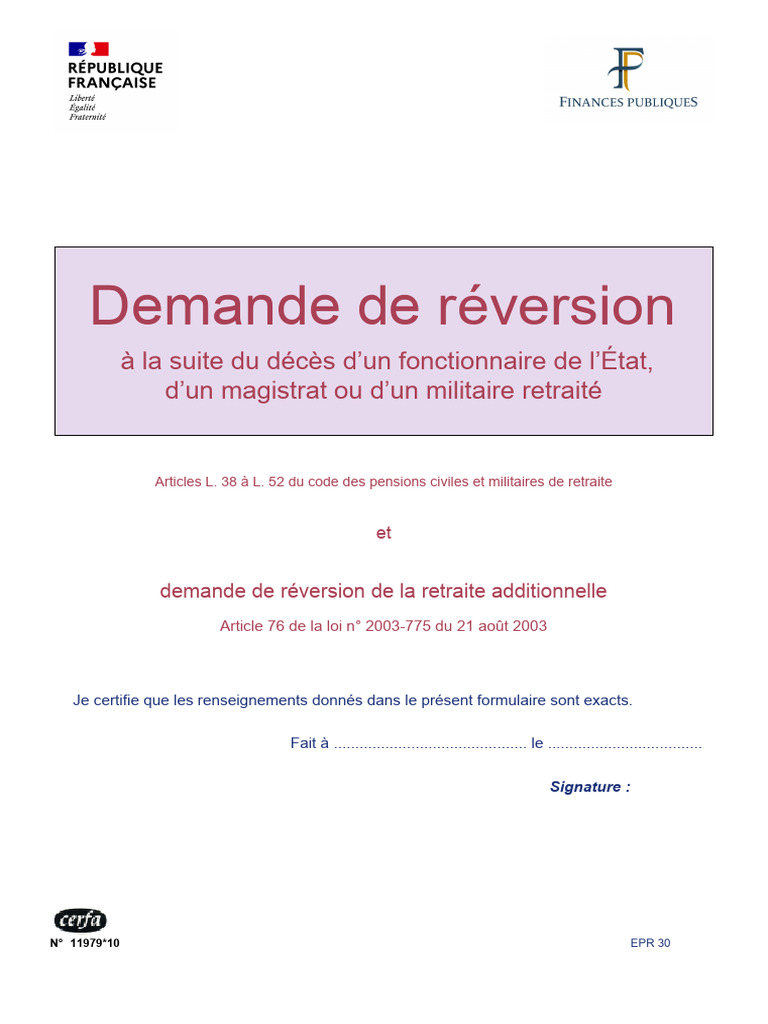 Demande de pension de réversion CERFA | PDF | Certificat de naissance ...