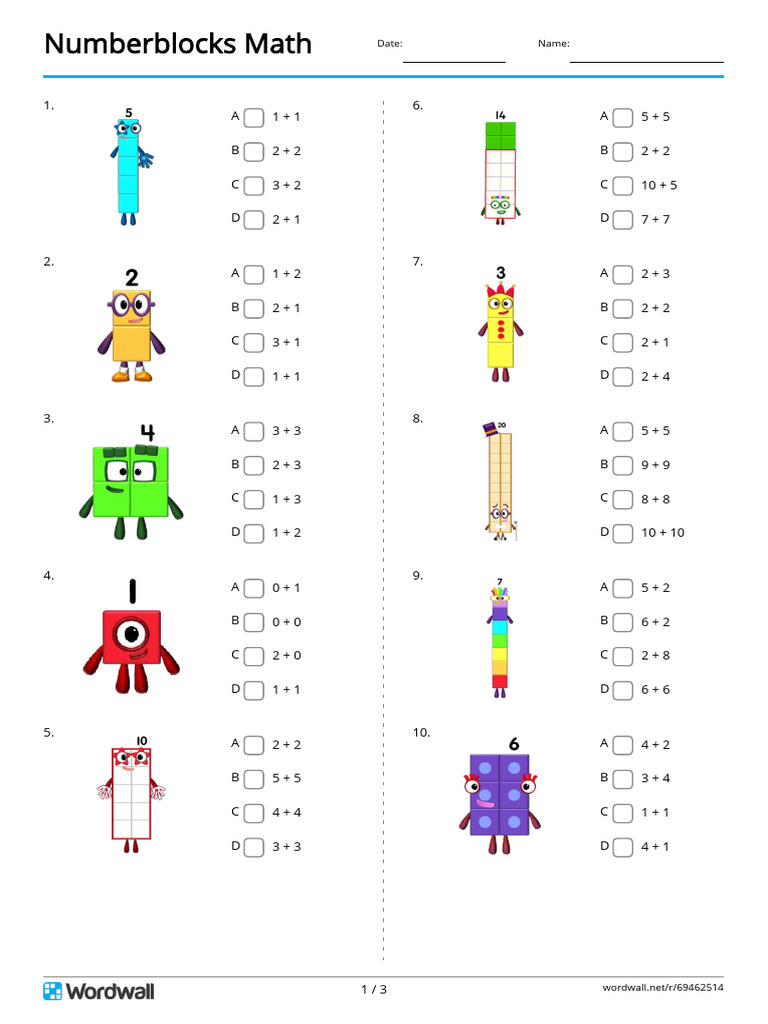 Numberblocks Math Quiz | PDF