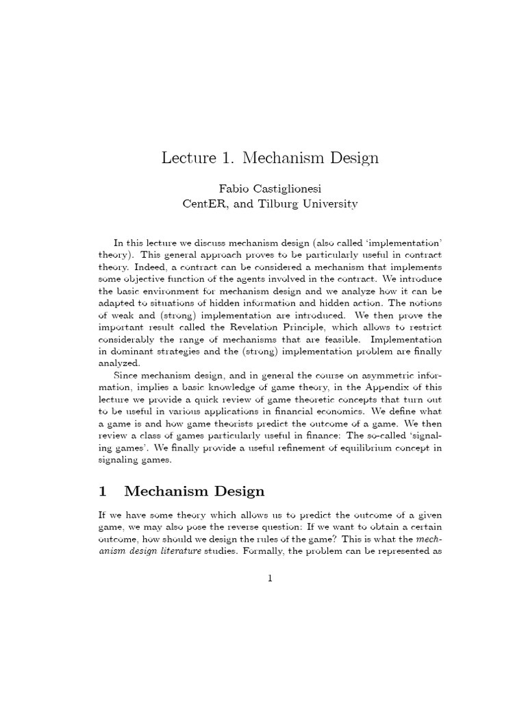 Lecture 1 | PDF | Game Theory | Economics Of Uncertainty