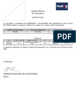 Certificado de Afiliación EPS