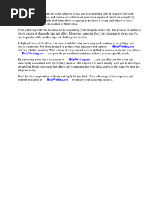 Thesis Statement for Pet Adoption