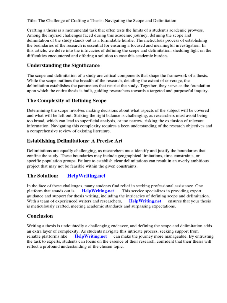 Scope and delimitation of the study thesis example pdf thesis