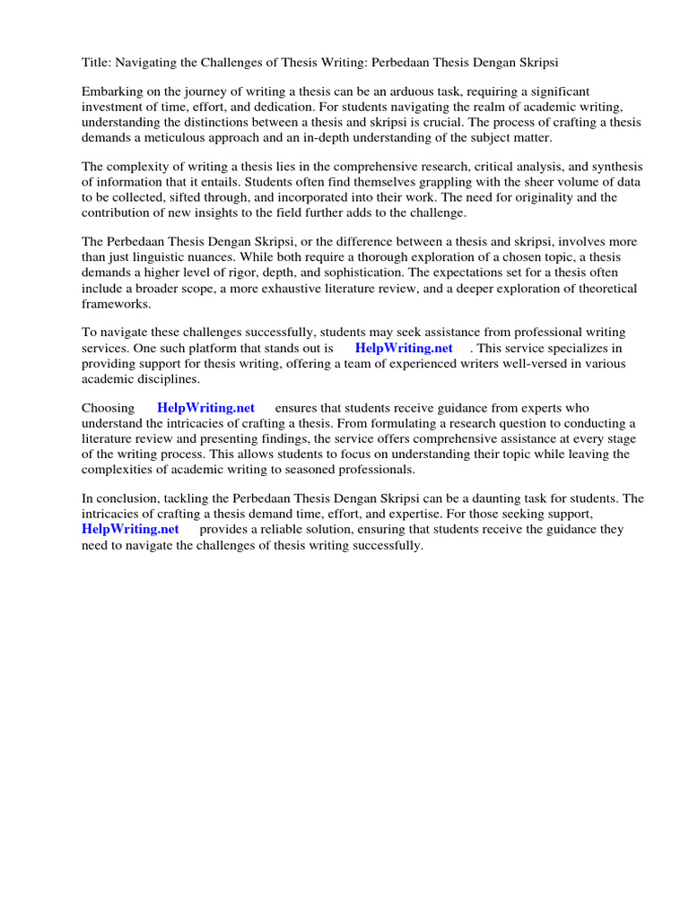 Perbedaan Thesis Dengan Skripsi Pdf