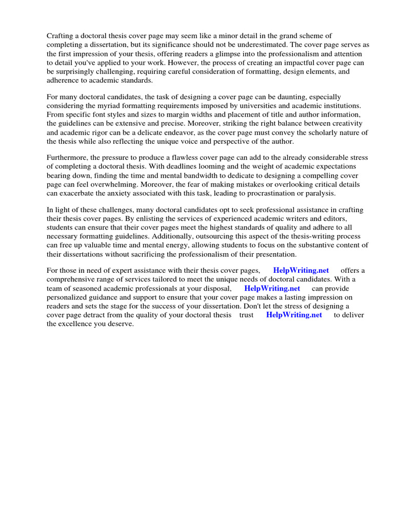 Doctoral Thesis Cover Page Pdf Thesis Doctor Of Philosophy