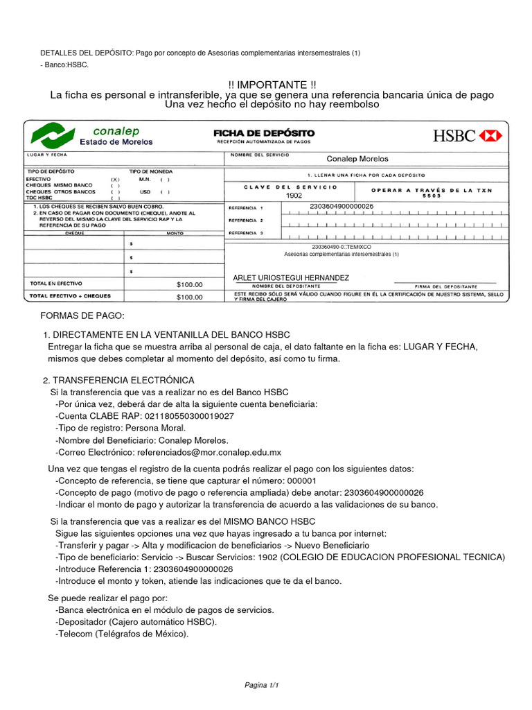 Instrucciones de Pago para Asesorías | PDF | Finanzas y dinero