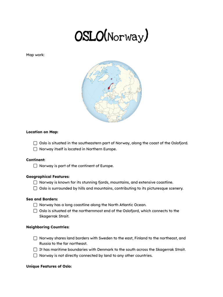 Map Work | PDF | Norway | Nature
