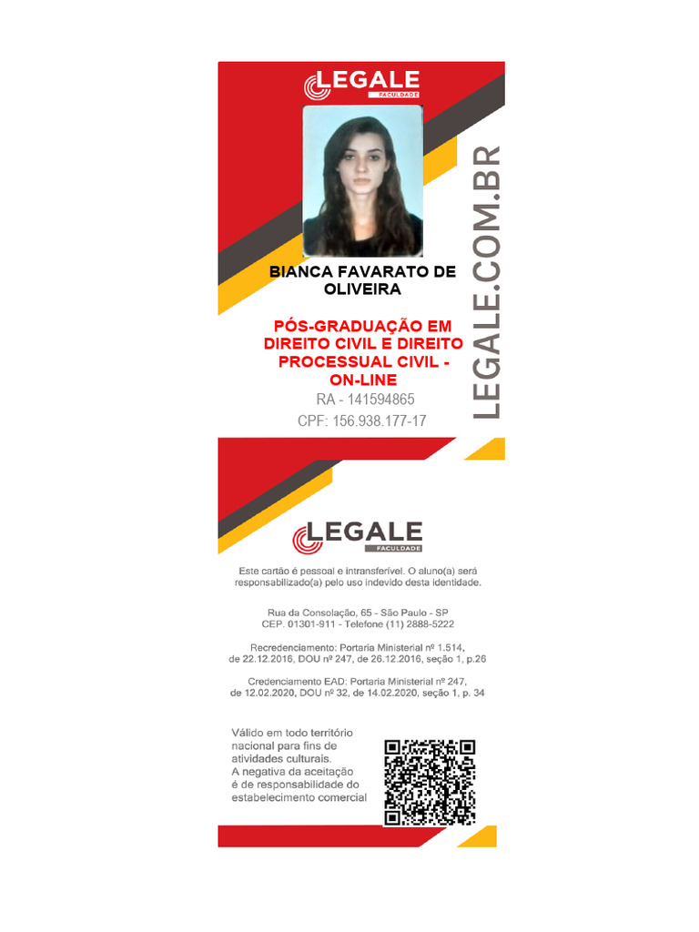 Carteirinha de Estudante Pós-Graduação | PDF | Finanças e Administração ...