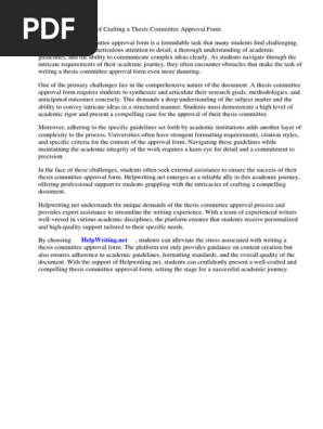 Thesis Committee Approval Form