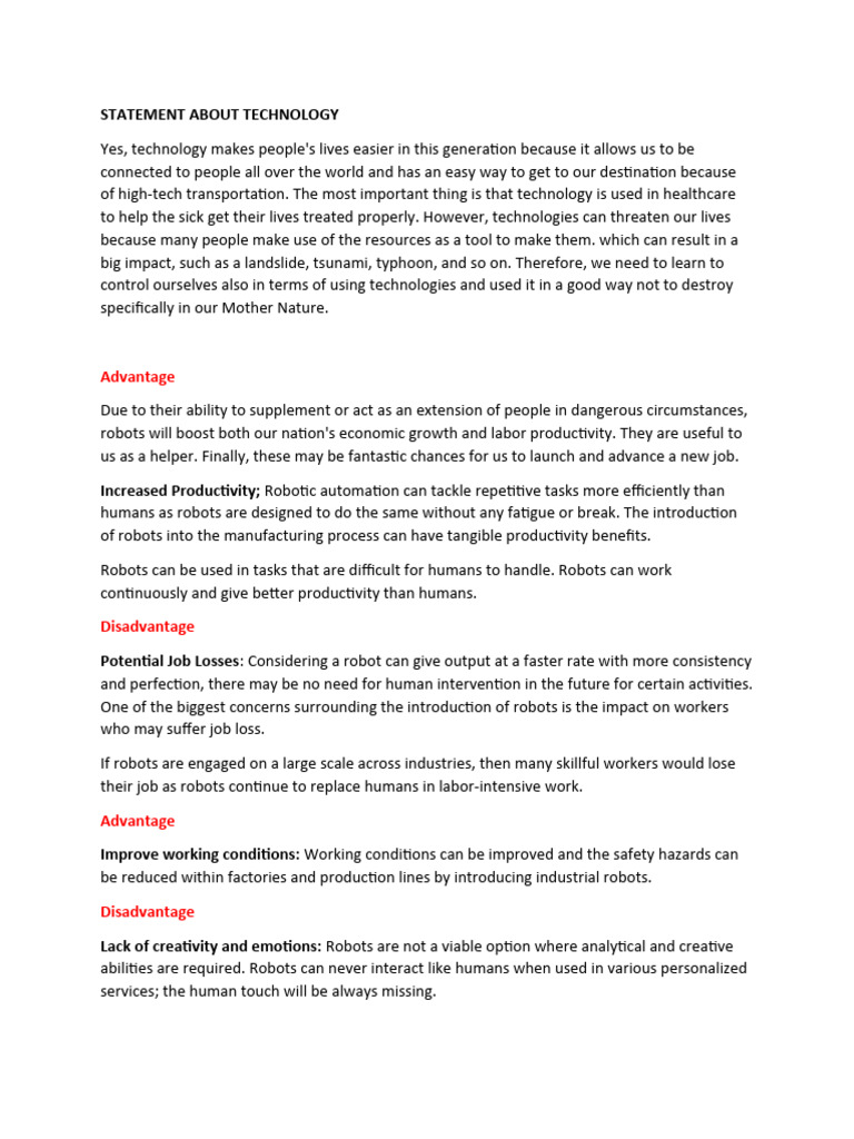 Impact of Technology on Society and Jobs | PDF