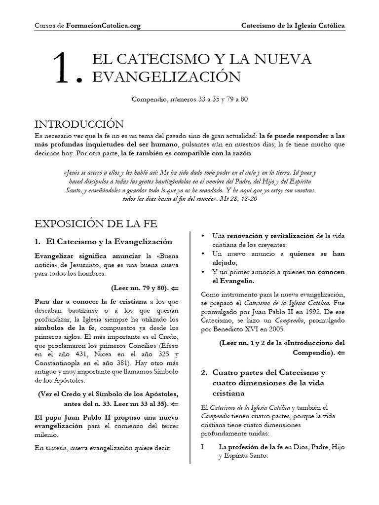 Curso Catecismo de La Iglesia Católica Fichas | PDF | Biblia | Cristo ...