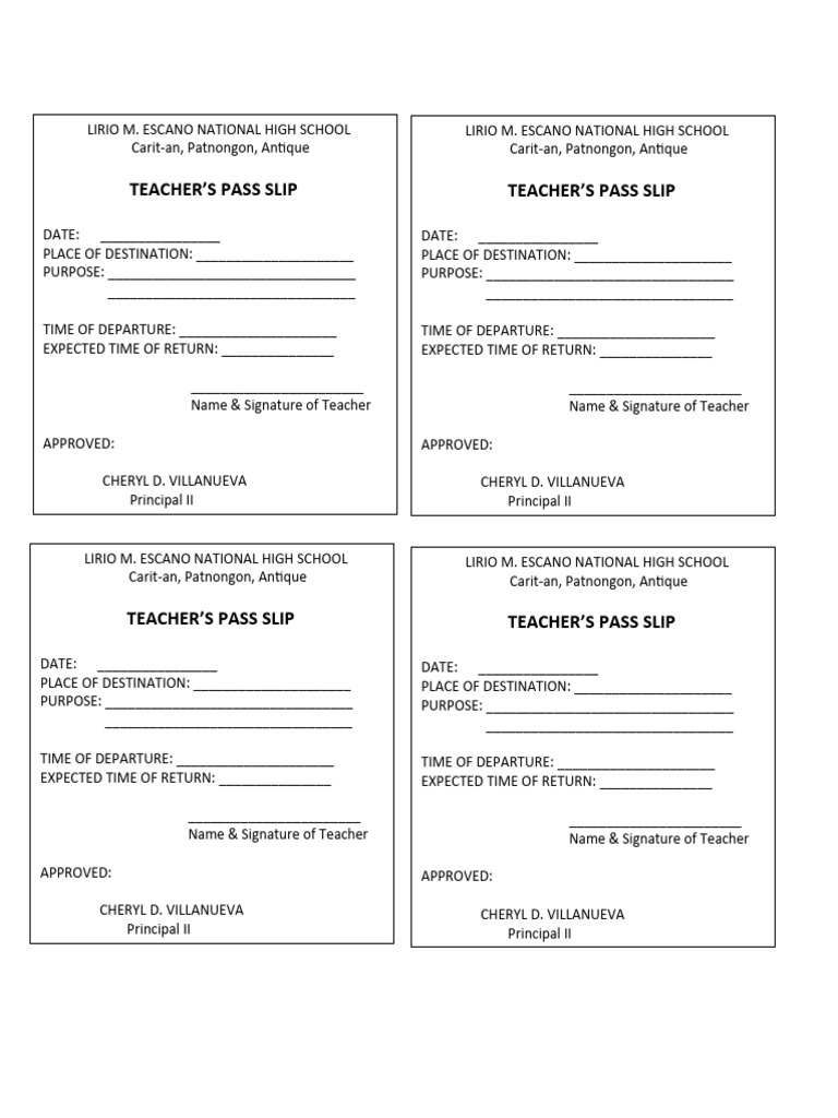 Pass Slip PDF