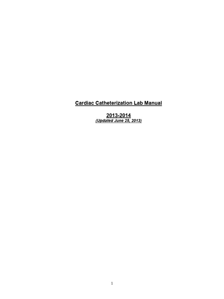 Cardiac Catheterization Lab Guidelines | PDF | Cardiology | Catheter