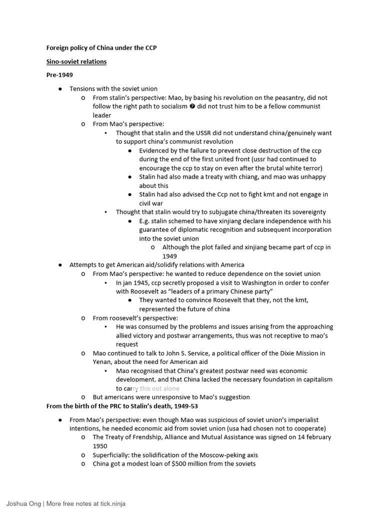 Foreign Policy of China Under The CCP | PDF