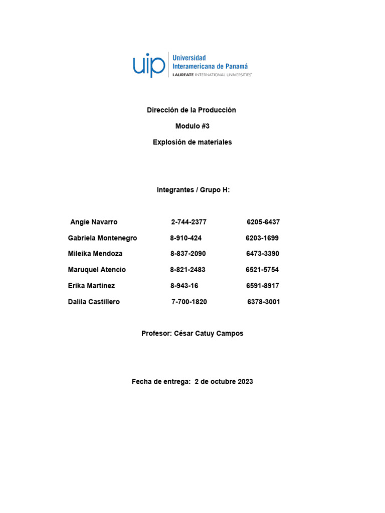 Explosion de materiales Modulo 3 | PDF