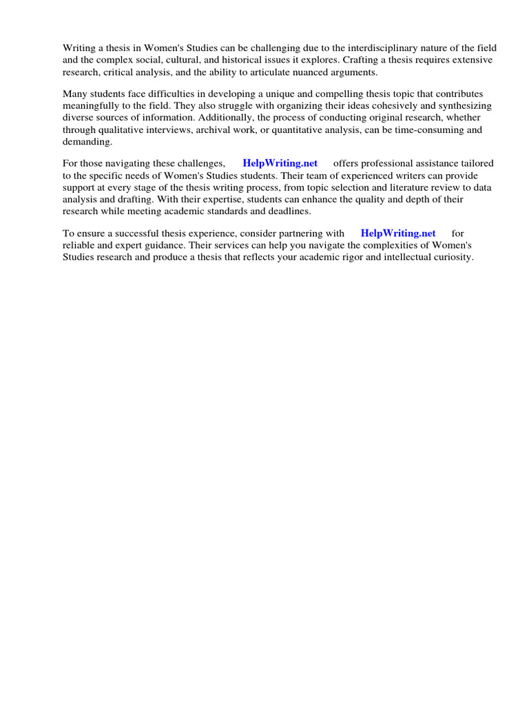 Womens Studies Thesis Pdf Woman Feminism
