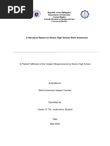 Narrative Report Grade 12 TVL