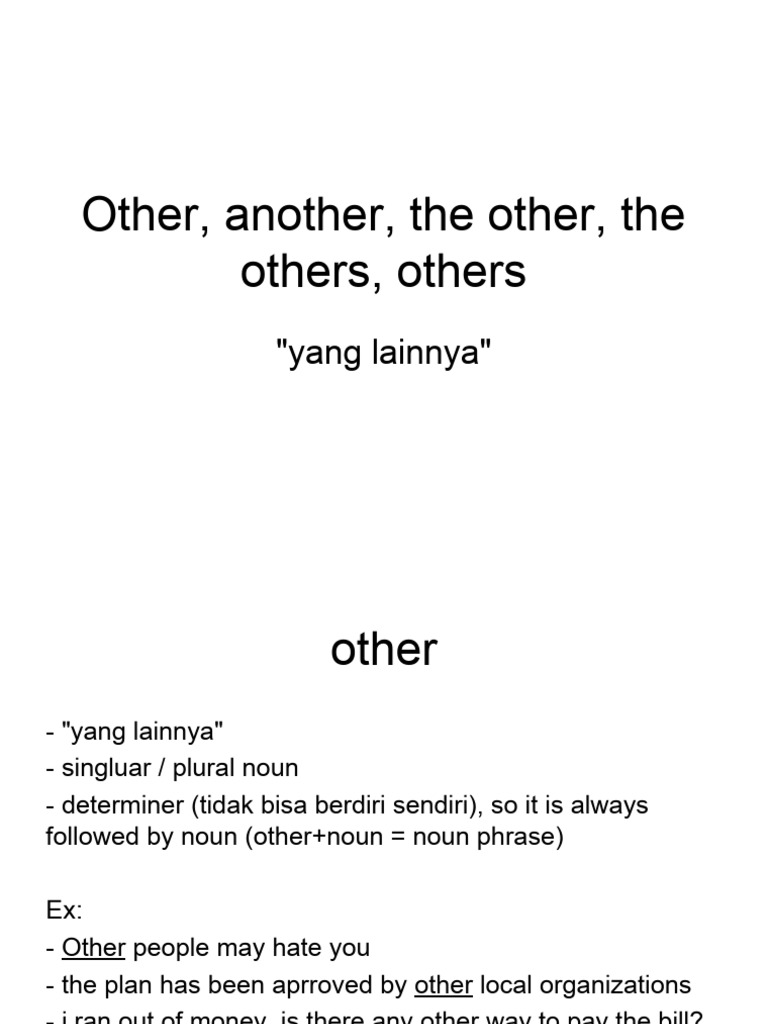 Understanding "Other" Usage | PDF | Language Arts & Discipline