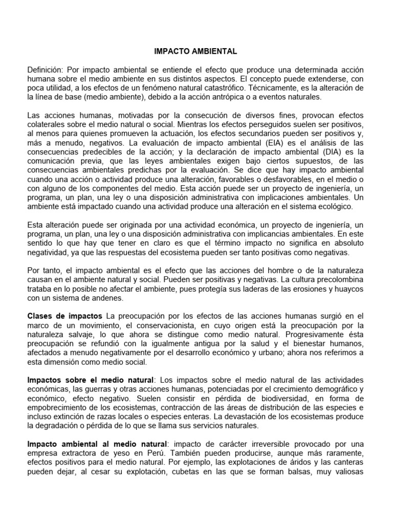 A. IMPACTO AMBIENTAL Y SOCIAL | PDF | Evaluación de impacto ambiental ...