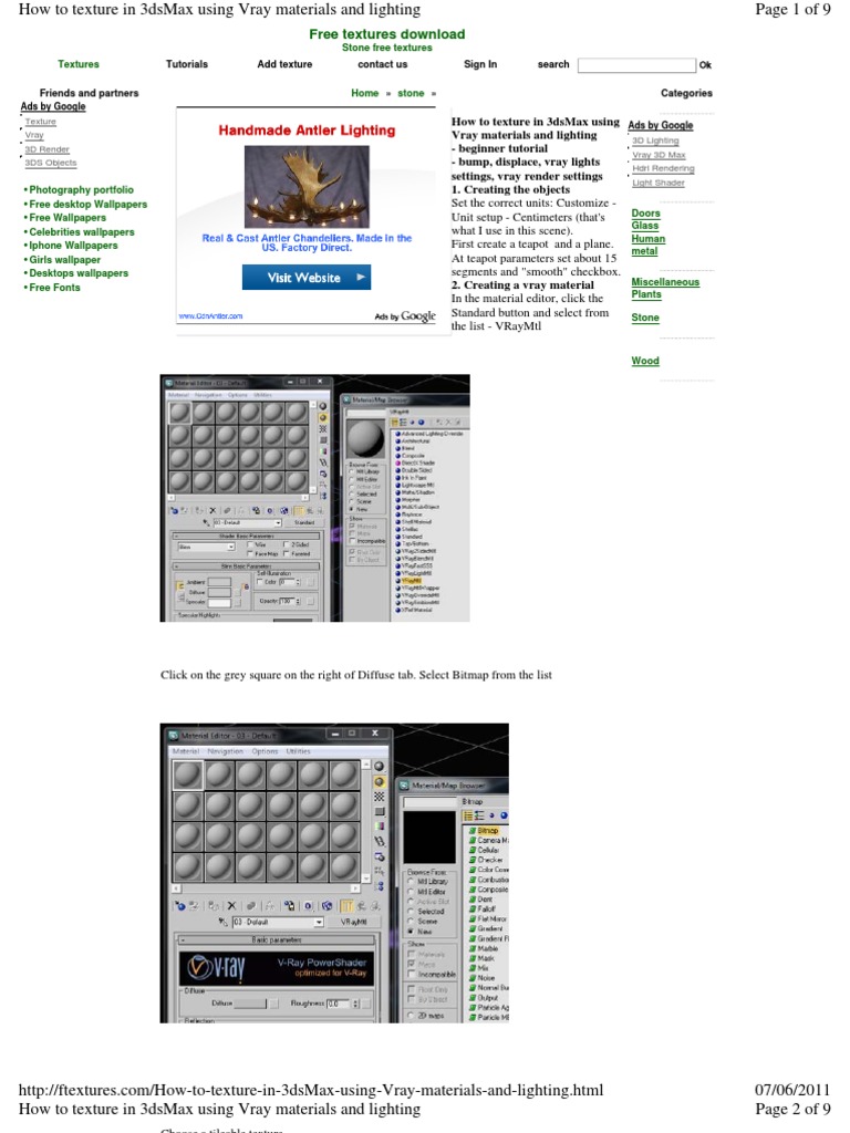 Texturing in 3ds Max with Vray | PDF | Texture Mapping | Reflection ...
