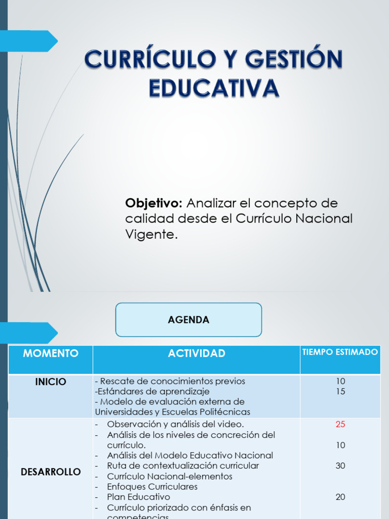 Clase 3 Currículo y Gestión Educativa | PDF | Plan de estudios | Evaluación