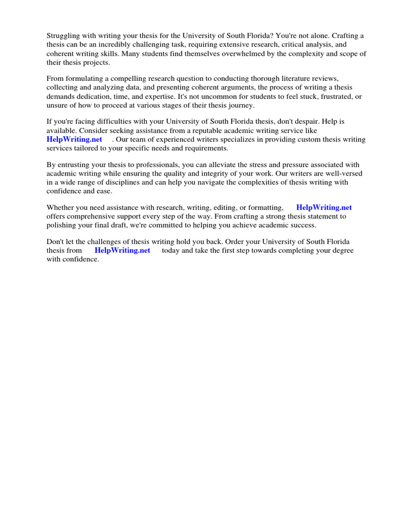 USF Thesis Help for Struggling Students | PDF | Thesis | Doctorate