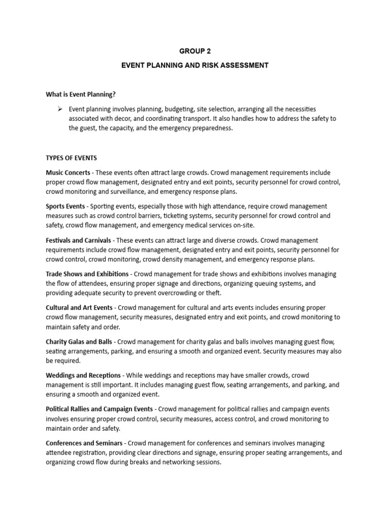 Event Planning and Risk Management Guide | PDF | Risk | Hazards