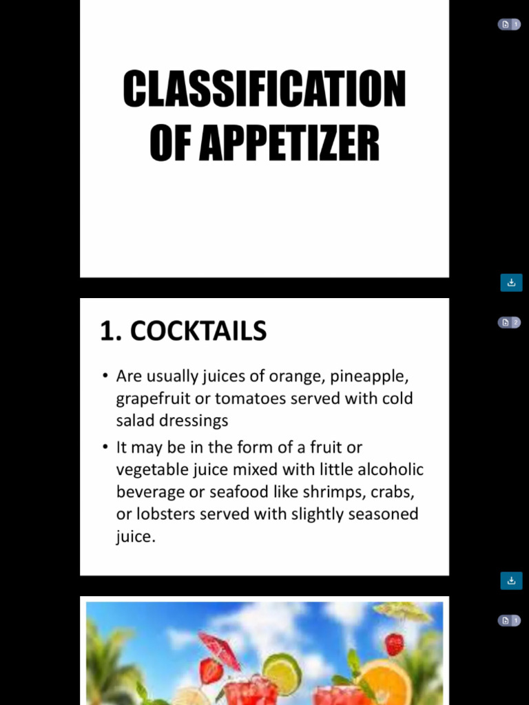 Classification of appetizers pdf