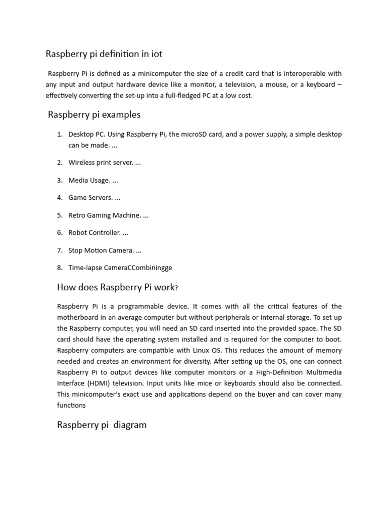 Raspberry Pi Definition in Iot PDF Microcontroller Microprocessor
