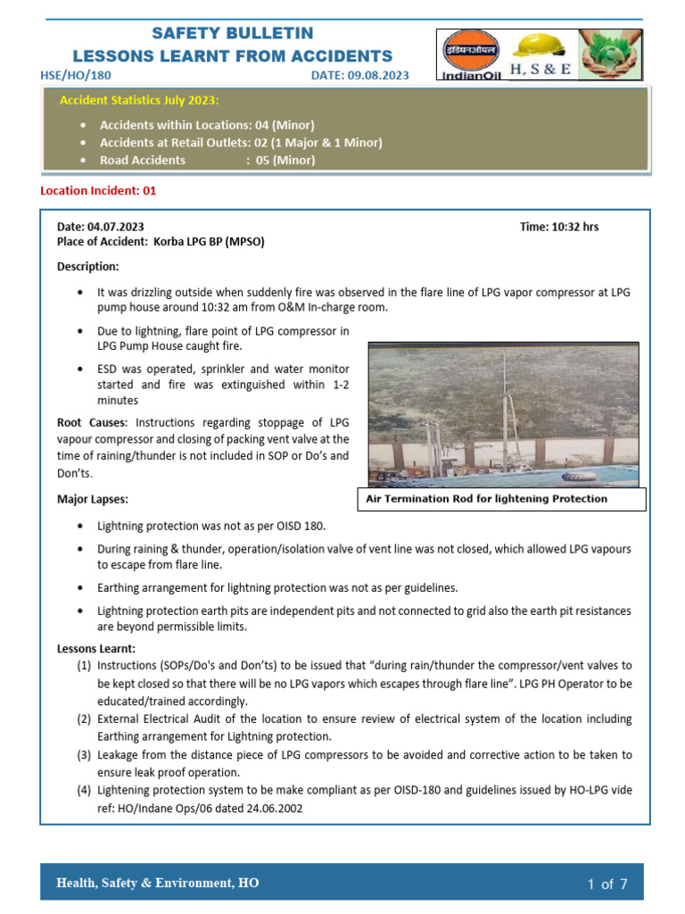 Safety Bulletin: Accident Lessons Learned | PDF