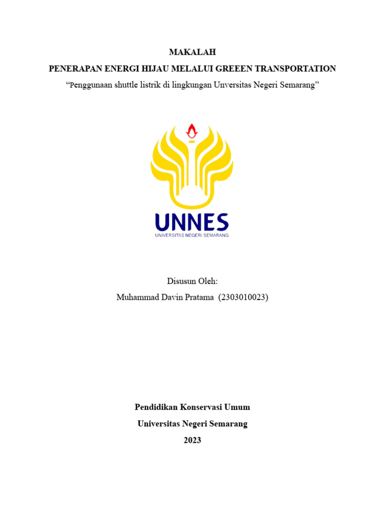 Shuttle Listrik untuk Energi Hijau UNNES | PDF | Sains & Matematika