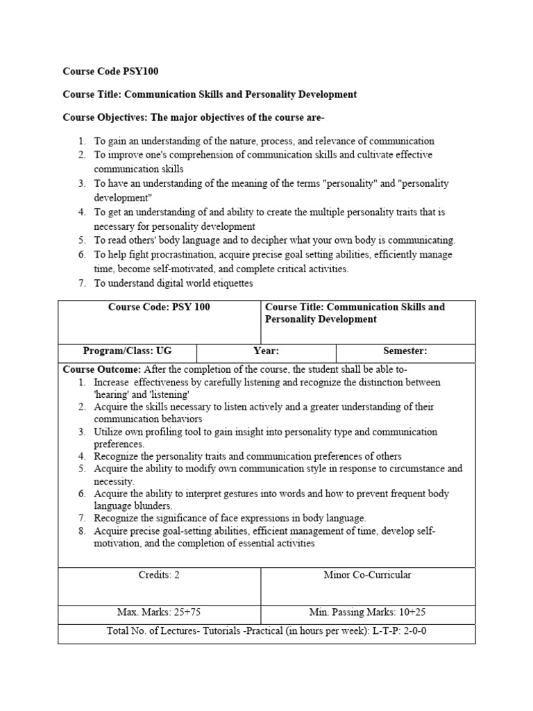 Communication Skills And Personality Development Pdf