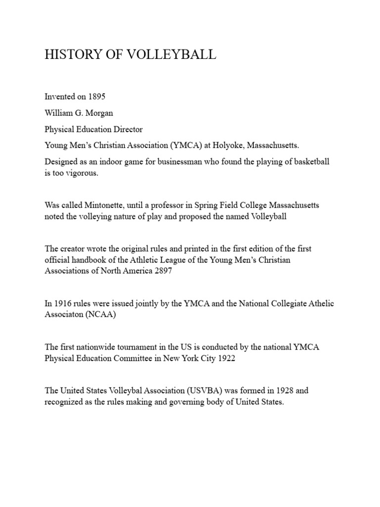 History Of Volleyball Pdf Volleyball Sports