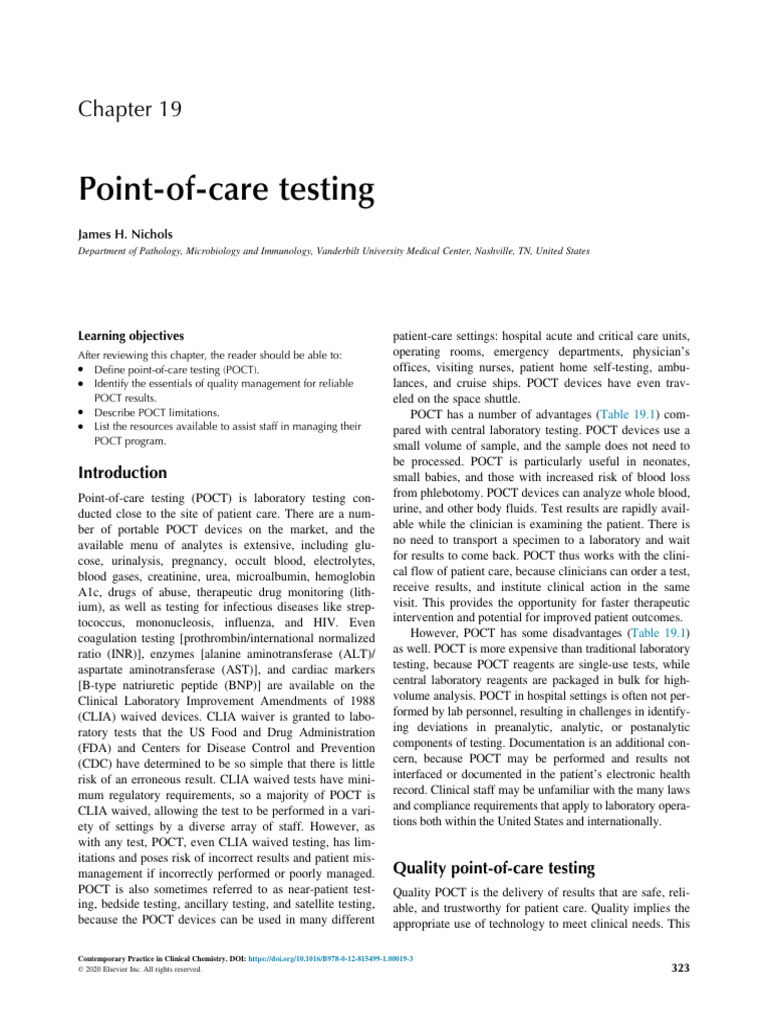 Essentials of Point-of-Care Testing | PDF | Science & Mathematics