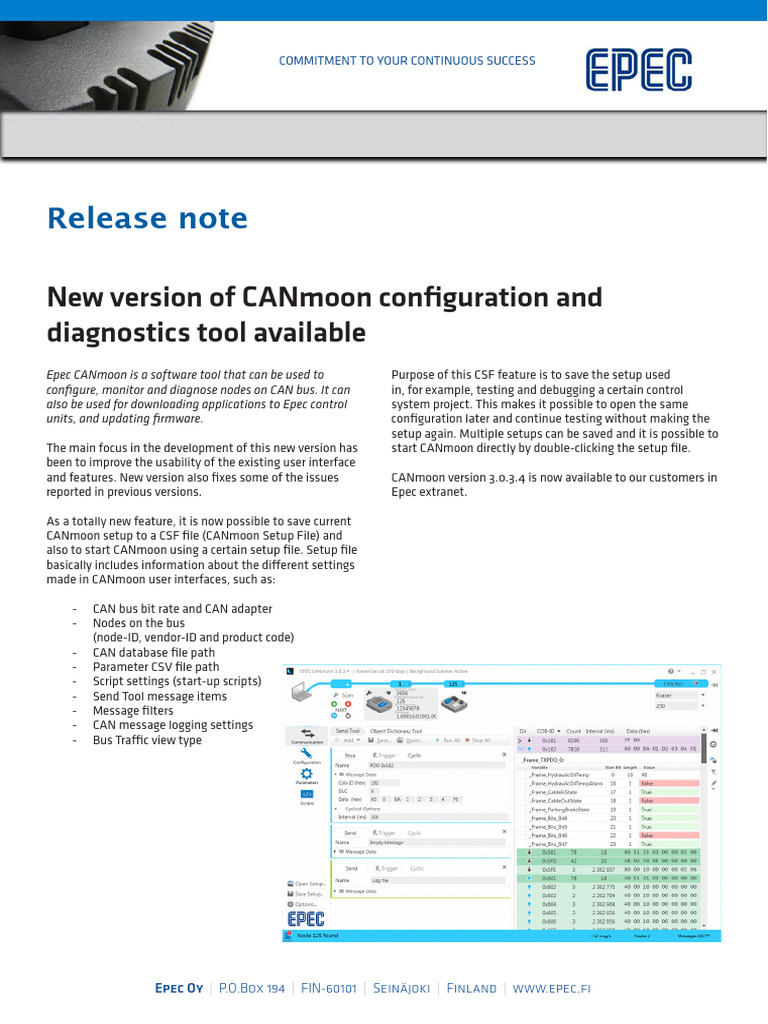 Epec CANmoon Version 3.0.3.4 Release | PDF