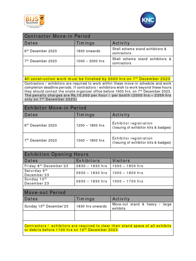 BIJS 2023 - Move in & Move Out Schedule | PDF