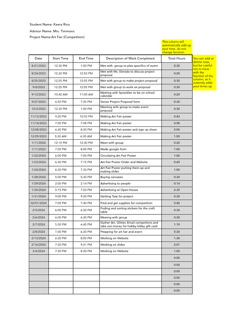 Keera Rico Capstone Timesheet Template - Monthly Timesheet Blank 1 | PDF
