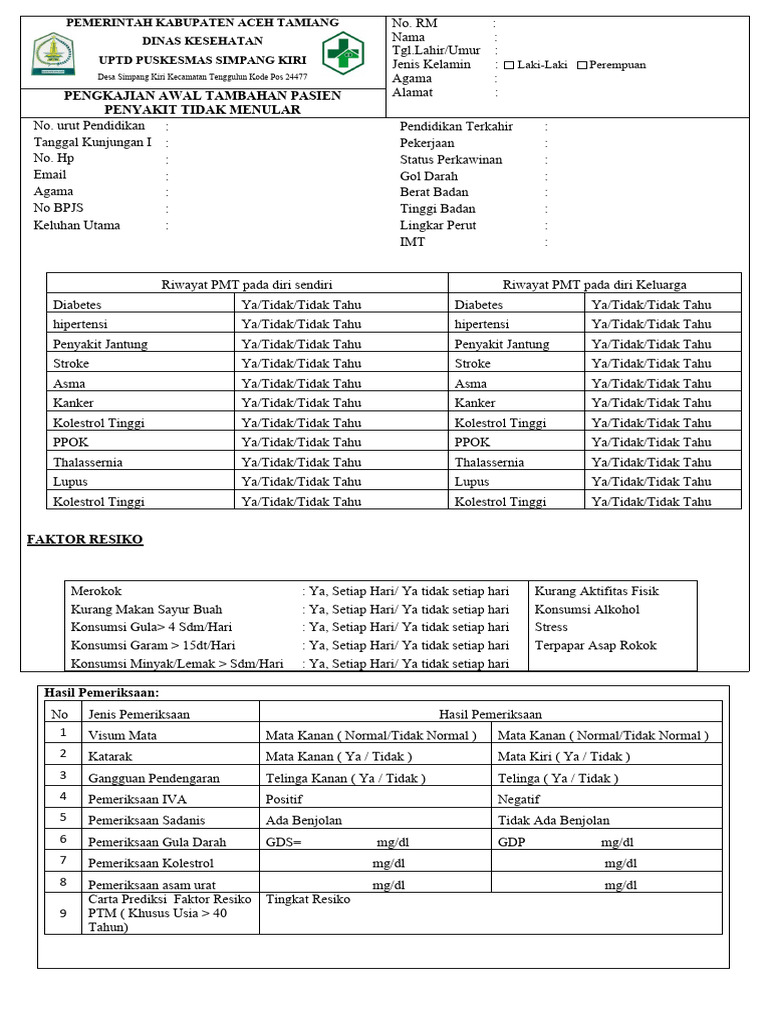 Form Pengkajian PTM | PDF
