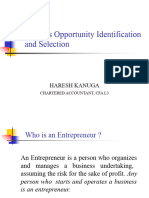 Business Opportunity Identification and Selection