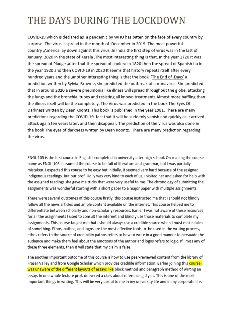 Reflections on Lockdown Learning | PDF