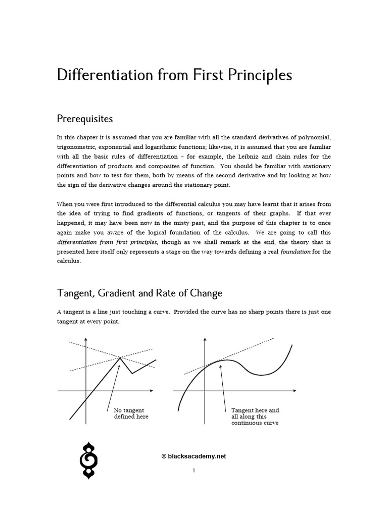 Differentiation From First Principles | PDF